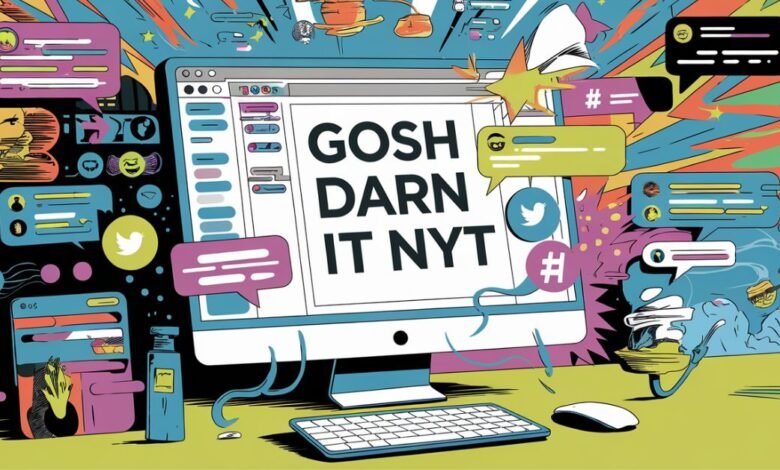 A creative depiction of Gosh Darn It NYT capturing public curiosity and media attention.